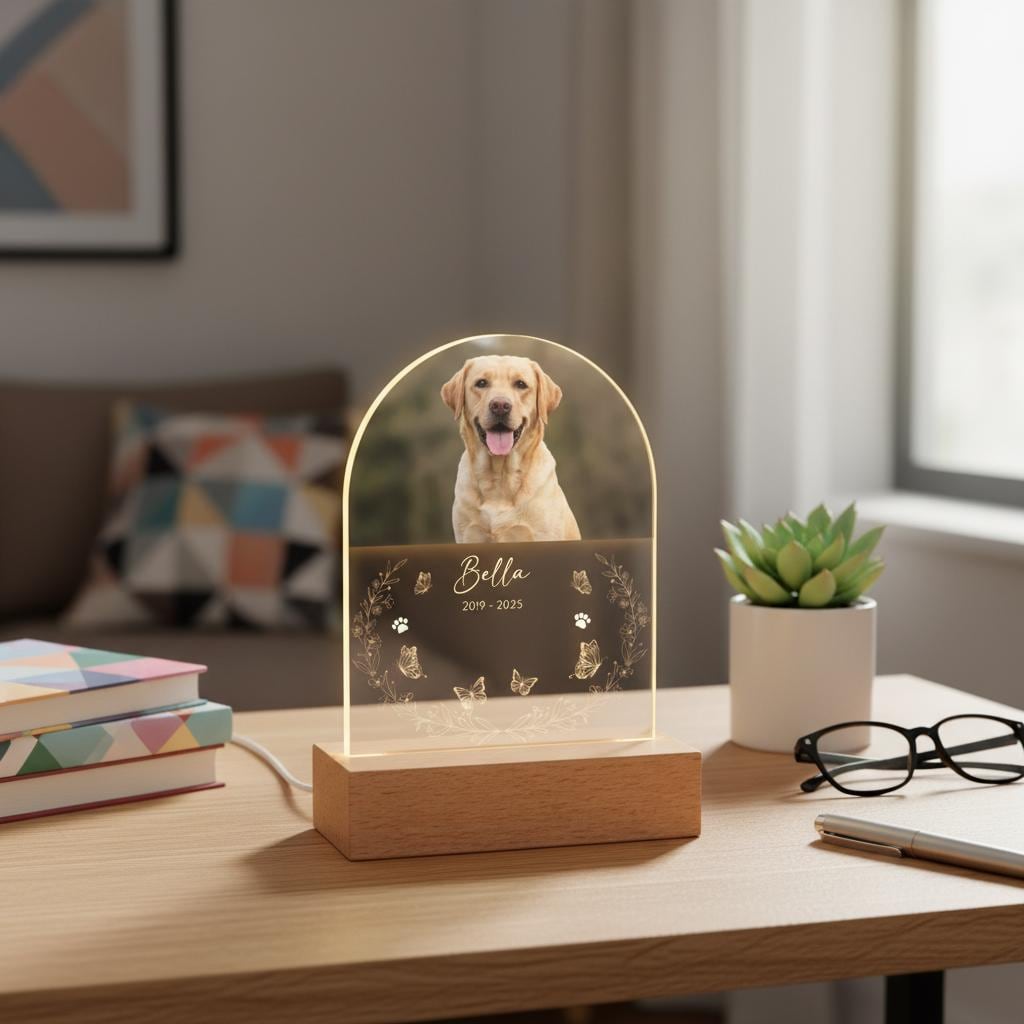 Personalized Pet Photo Memorial Night Light: Dog Cat Loss Sympathy Gift, Lover Gift - image 2