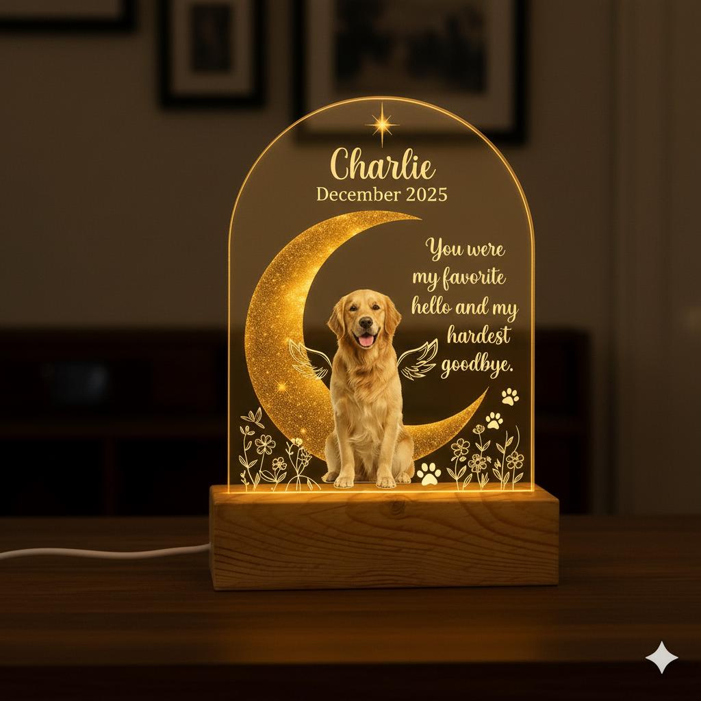 Personalized Pet Memorial LED Night Light , Custom Dog or Cat Photo Lamp, In Loving Memory Angel Keepsake,Gift for pet lover - image 3