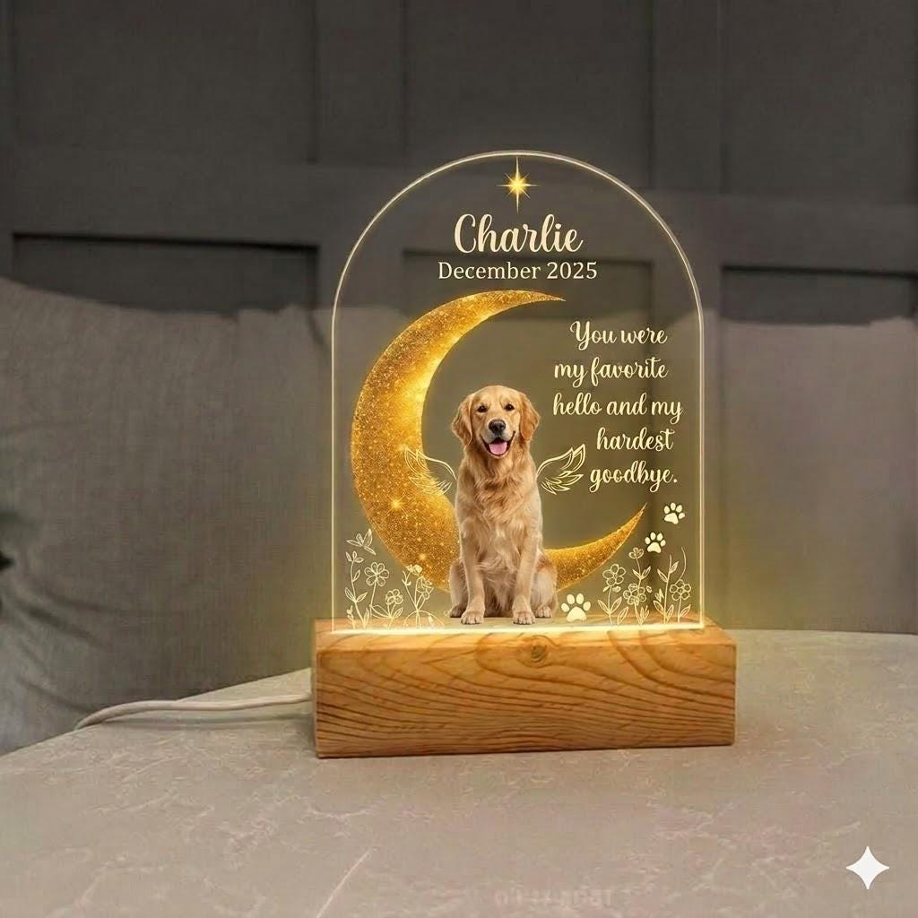 Personalized Pet Memorial LED Night Light , Custom Dog or Cat Photo Lamp, In Loving Memory Angel Keepsake,Gift for pet lover - image 5