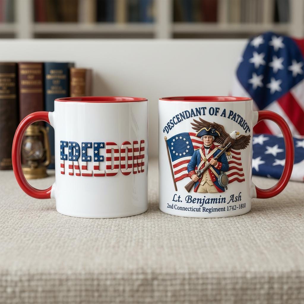 Personalized 250th Anniversary United States Mug, Descendant of a Patriot 1776–2026 Coffee Cup, Historic American Heritage Gift