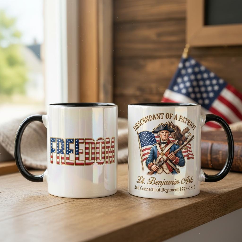 Personalized 250th Anniversary United States Mug, Descendant of a Patriot 1776–2026 Coffee Cup, Historic American Heritage Gift