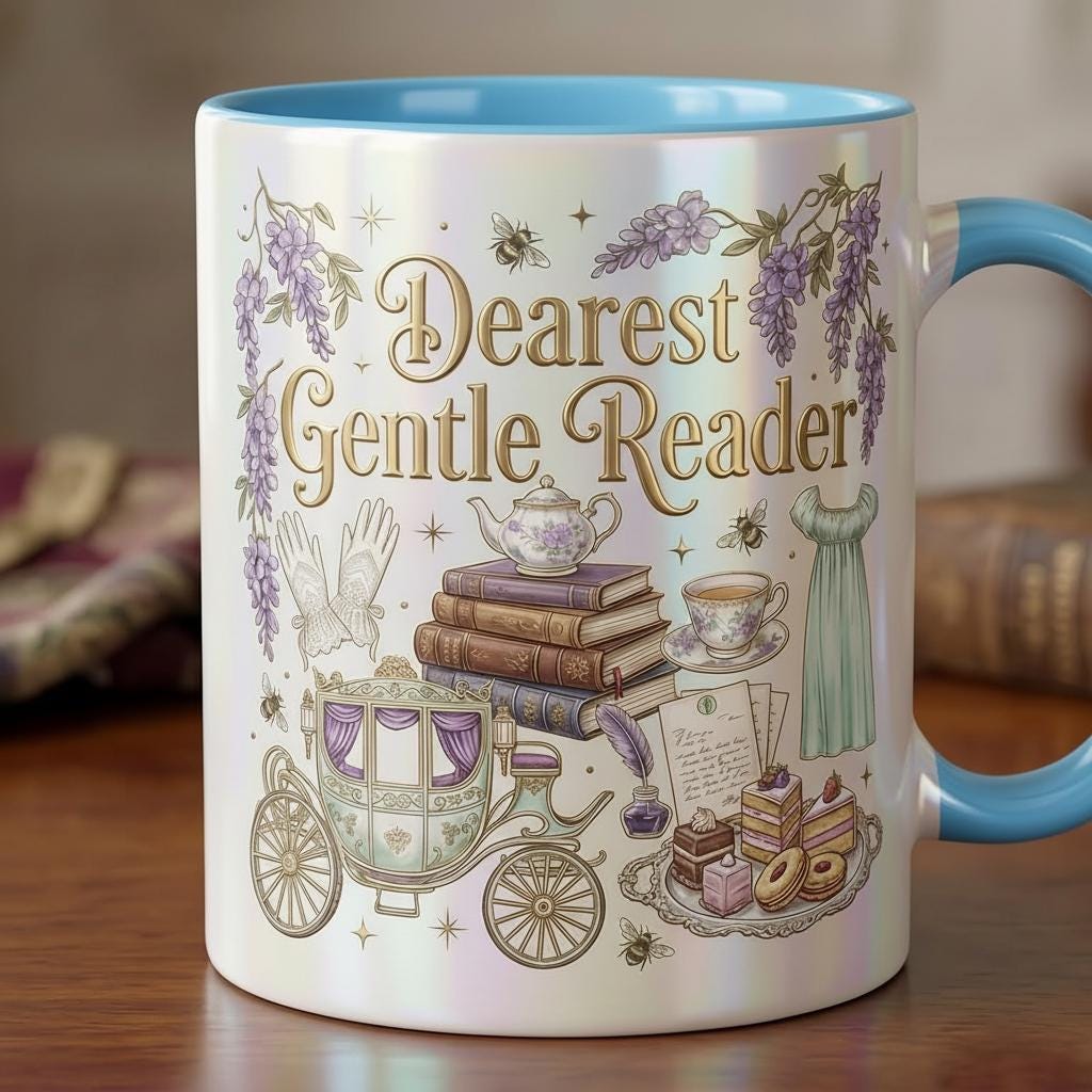 Dearest Gentle Reader Faux 3D  Accent Mug, 2D Flat Cup, Bookish Tea Lover Gift, Romance Reader Accent Mug - image 3