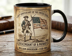 Personalized 250th Anniversary United States Mug, Descendant of a Patriot 1776–2026 Coffee Cup, Historic American Heritage Gift