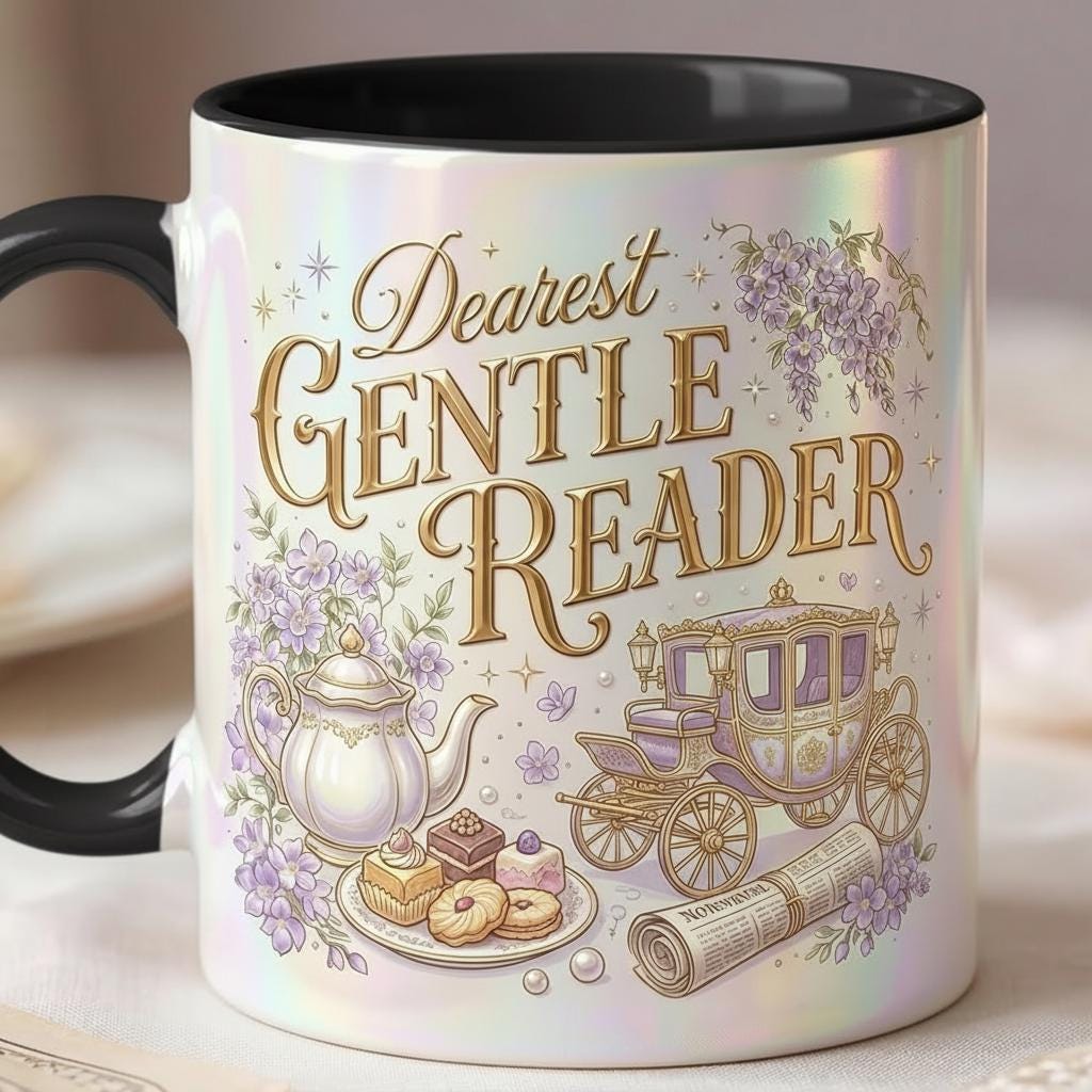 Dearest Gentle Reader Faux 3D Mug, Bookish Tea Lover Gift, Romance Reader Accent Mug, 2D Flat Cup - image 3