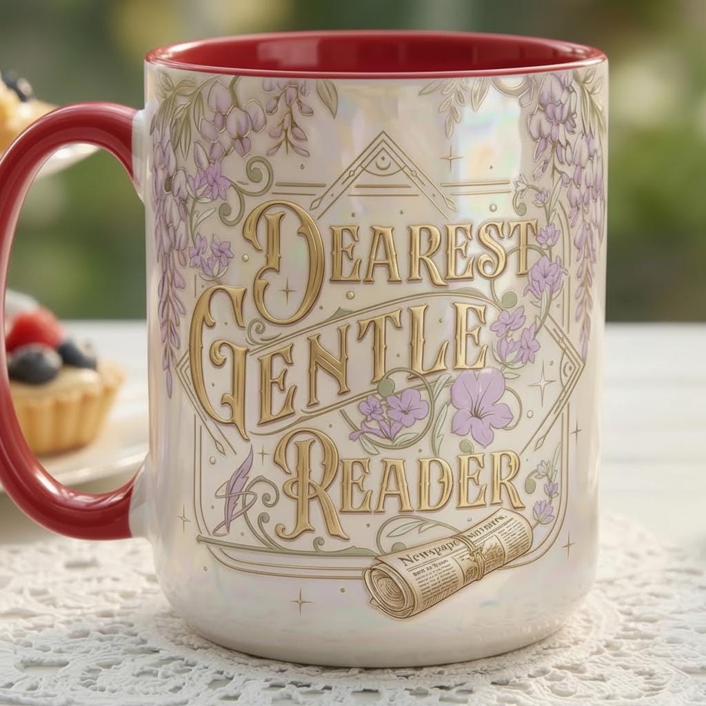 Dearest Gentle Reader Faux 3D Accent Mug, 2D Flat Cup, Romance Reader Accent Mug, Bookish Tea Lover Gift - image 6
