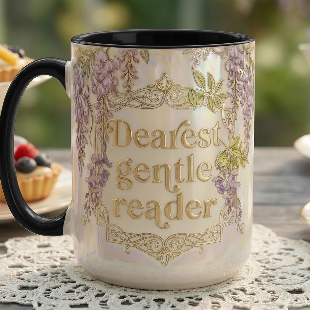Dearest Gentle Reader Faux 3D Mug, Bookish Tea Lover Gift, 2D Flat Cup - image 4