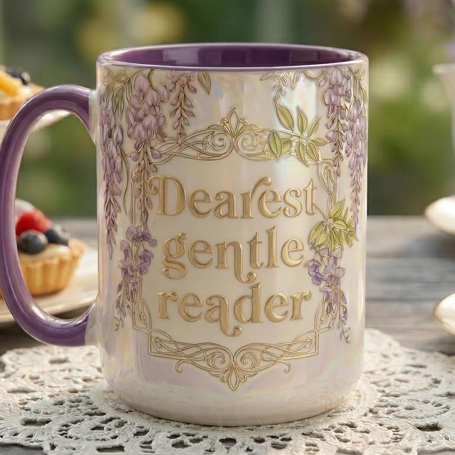 Dearest Gentle Reader Faux 3D Mug, Bookish Tea Lover Gift, 2D Flat Cup - image 2