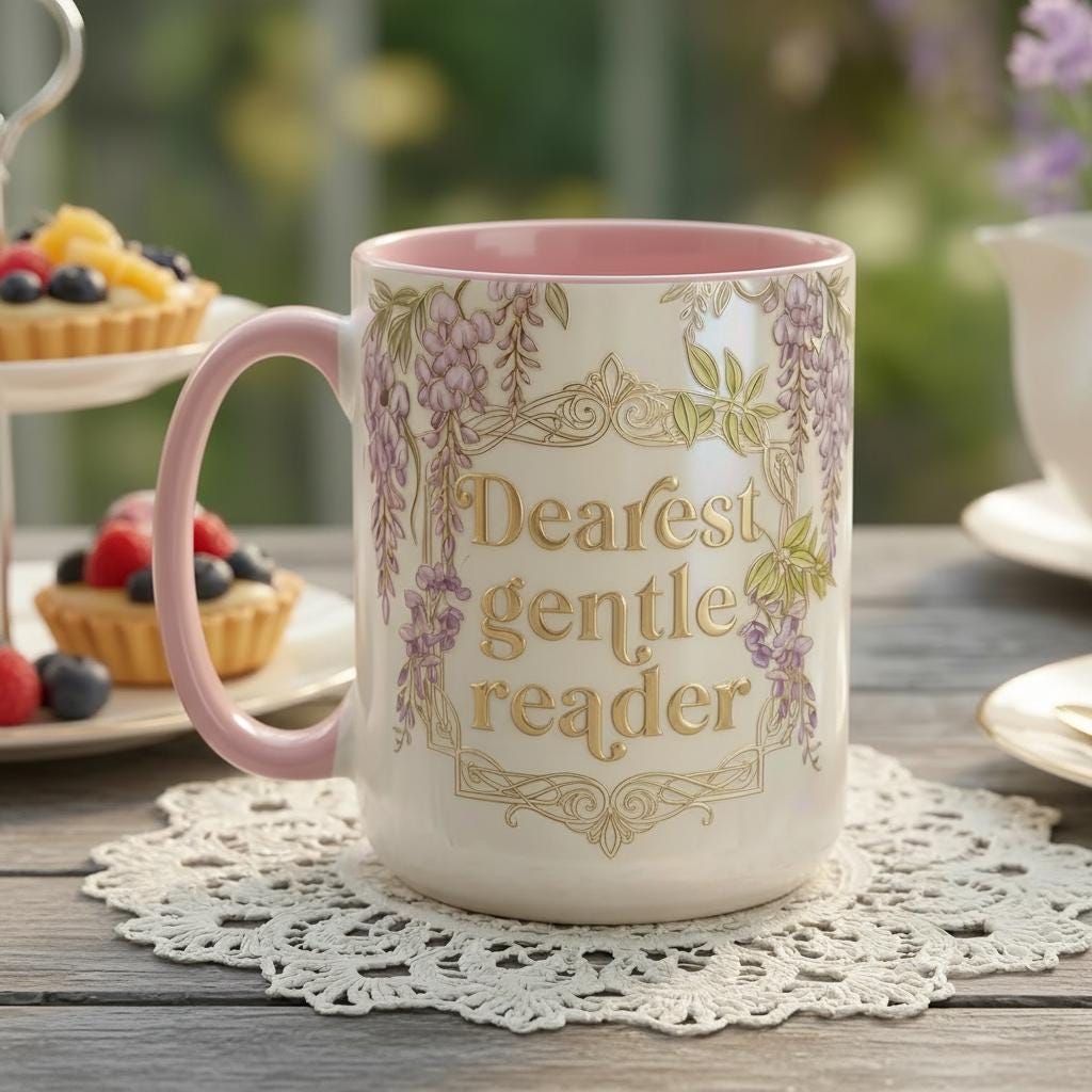 Dearest Gentle Reader Faux 3D Mug, Bookish Tea Lover Gift, 2D Flat Cup