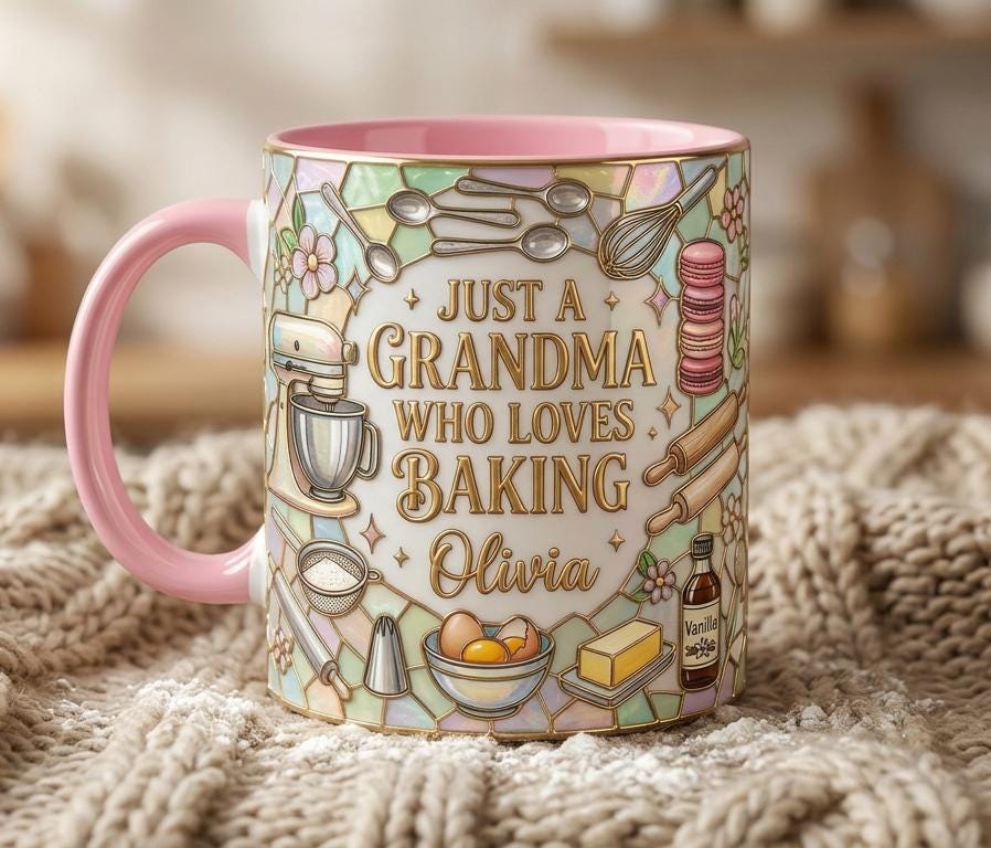 Personalized Baking Lover Mug, Baker Mug with Name, Just A Grandma Who Loves Baking, Mother's Day Gift - image 4
