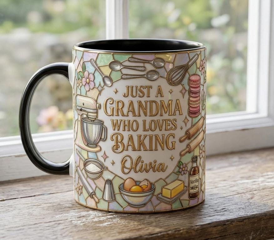 Personalized Baking Lover Mug, Baker Mug with Name, Just A Grandma Who Loves Baking, Mother's Day Gift - image 2