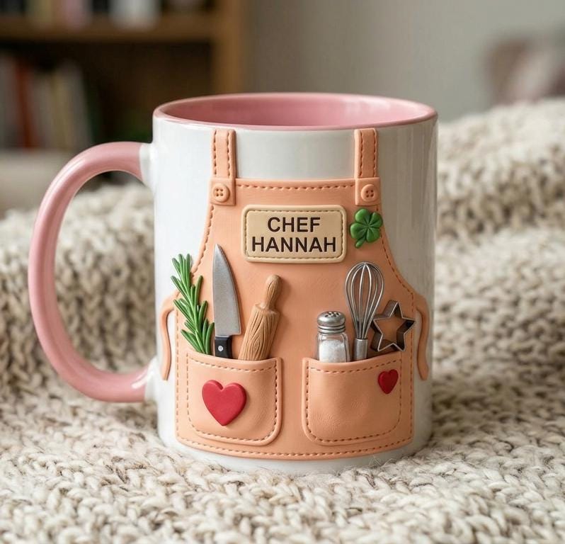 Personalized Baking Lover Mug, Baker Mug with Name, Baking Tools 2D Flat Coffee Cup, Mother's Day Gift - image 2