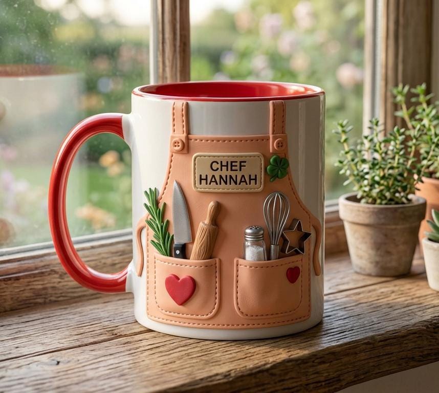 Personalized Baking Lover Mug, Baker Mug with Name, Baking Tools 2D Flat Coffee Cup, Mother's Day Gift - image 3