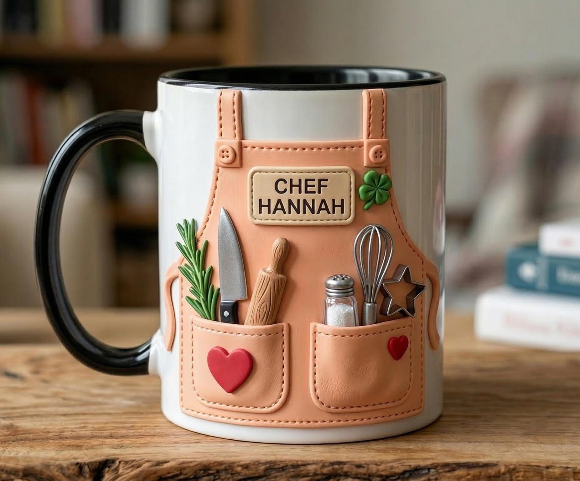 Personalized Baking Lover Mug, Baker Mug with Name, Baking Tools 2D Flat Coffee Cup, Mother's Day Gift