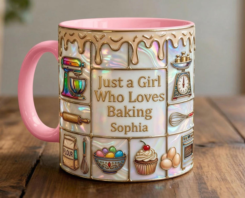 Personalized Baking Lover Mug, Baker Mug with Name, Just A Girl Who Loves Baking, Mother's Day Gift