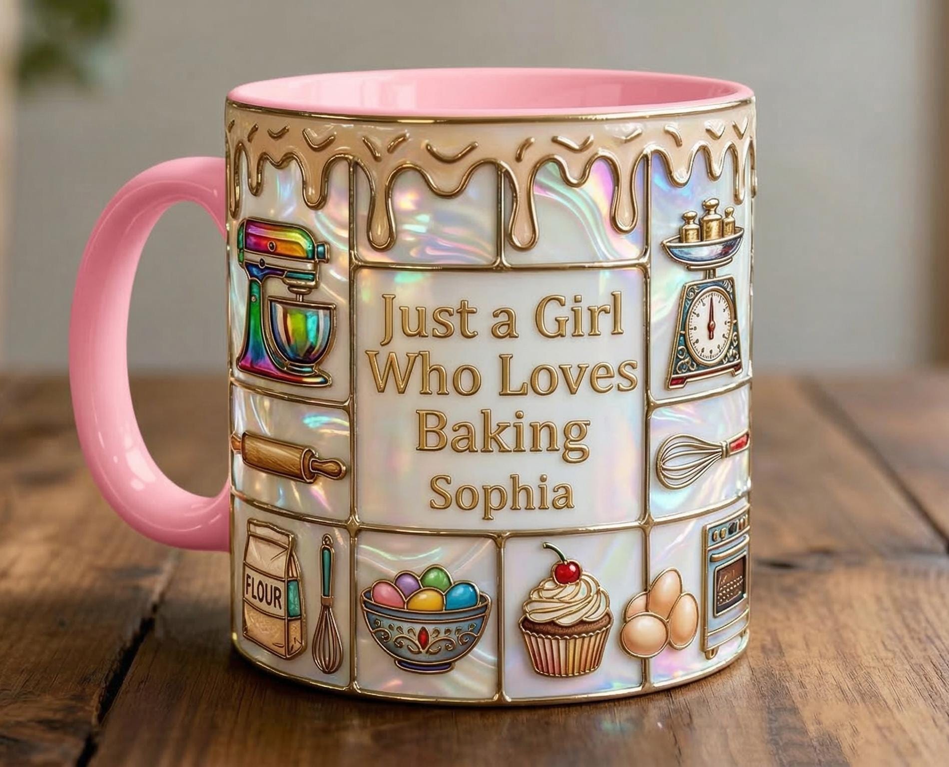 Personalized Baking Lover Mug, Baker Mug with Name, Just A Girl Who Loves Baking, Mother's Day Gift