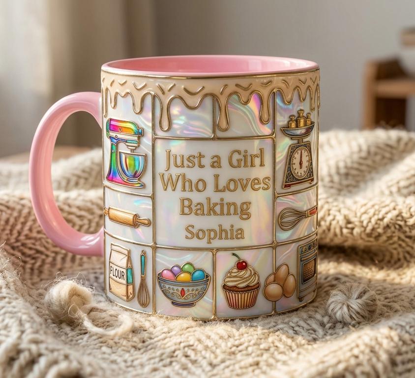 Personalized Baking Lover Mug, Baker Mug with Name, Just A Girl Who Loves Baking, Mother's Day Gift - image 4
