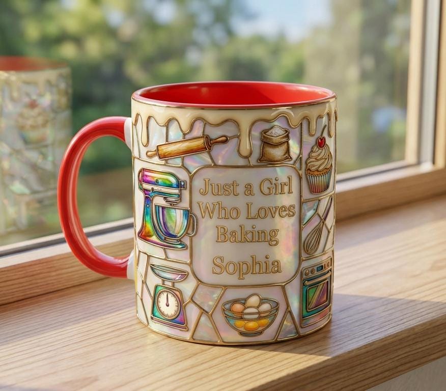 Personalized Baking Lover Mug, Baker Mug with Name, Just A Girl Who Loves Baking, Mother's Day Gift - image 3