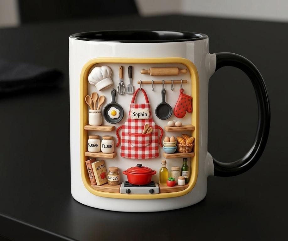 Personalized Baking Lover Mug, Baker Mug with Name, Baking Tools 2D Flat Coffee Cup, Mother's Day Gift - image 2
