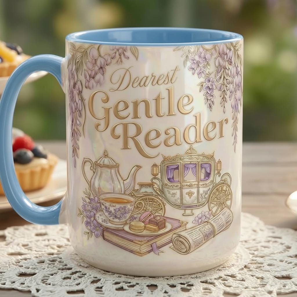 Dearest Gentle Reader Faux 3D Mug, Bookish Tea Lover, Romance Reader Gift, 2D Flat Mug - image 3