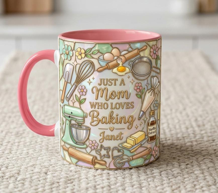 Personalized Baking Lover Mug, Baker Mug with Name, Just A Mom Who Loves Baking, Mother's Day Gift - image 2