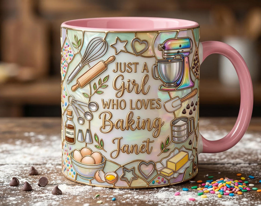 Personalized Baking Lover Mug, Baker Mug with Name, Just A Girl Who Loves Baking, Mother's Day Gift