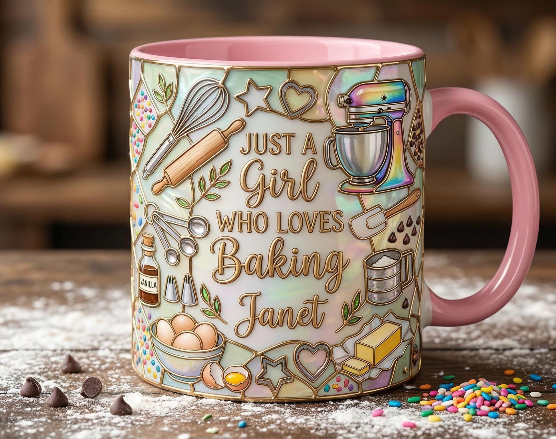 Personalized Baking Lover Mug, Baker Mug with Name, Just A Girl Who Loves Baking, Mother's Day Gift