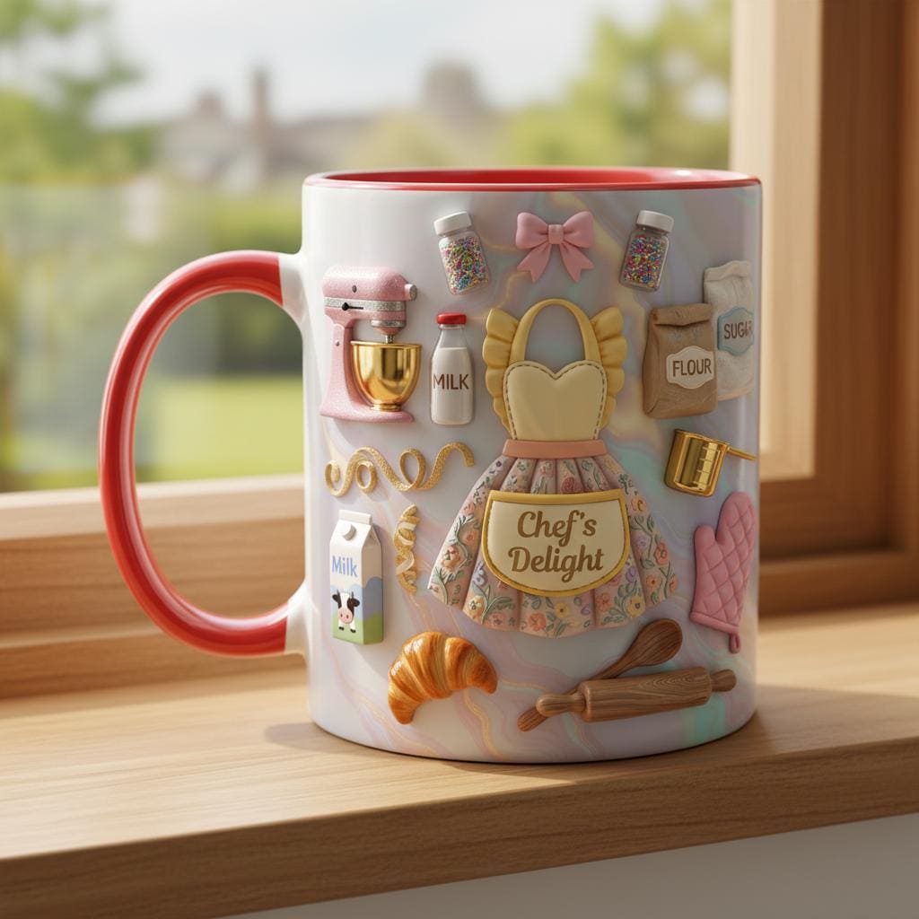 Personalized Baking Lover Mug, 3D Effect Custom Name Baker Mug, Apron Kitchen Coffee Cup, Mother's Day Gift - image 2
