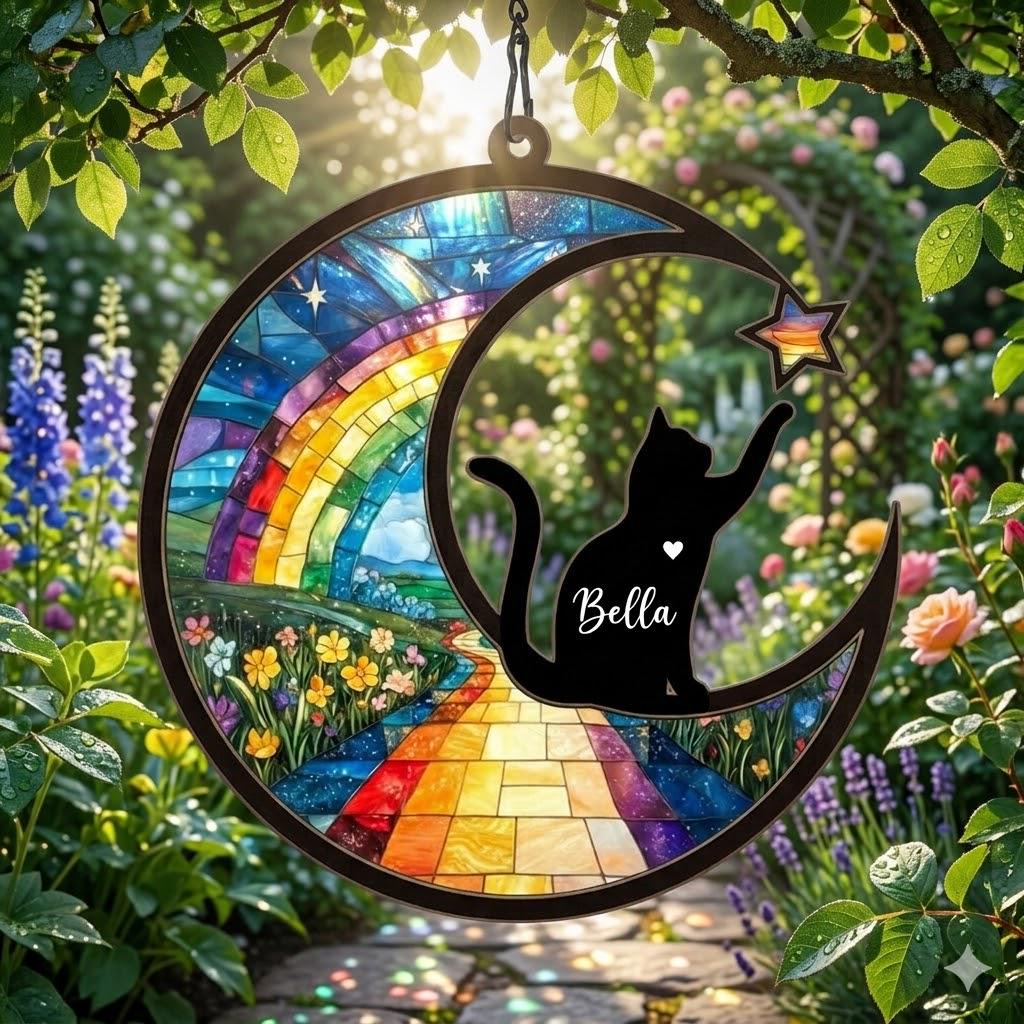 Personalized Cat Memorial With Cat Suncatcher, Custom Loss Of Cat Sympathy Gift, Gift For Cat Lovers, , Pet lover Gift, In Loving Memory - image 7