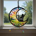 Personalized Cat Memorial With Cat Suncatcher, Custom Loss Of Cat Sympathy Gift, Gift For Cat Lovers, ,In Loving Memory, Cat Mom Gifts
