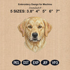 Labrador Retriever Embroidery Design, Realistic Dog Portrait, Golden Lab Puppy Embroidery File, Detailed Dog Head, 5 sizes, Digital Download