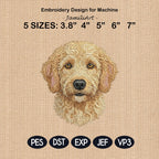 Goldendoodle Embroidery Design, Cute Fluffy Dog Portrait, Doodle Puppy Machine Embroidery File, Realistic Pet Face,5 sizes, Digital Download