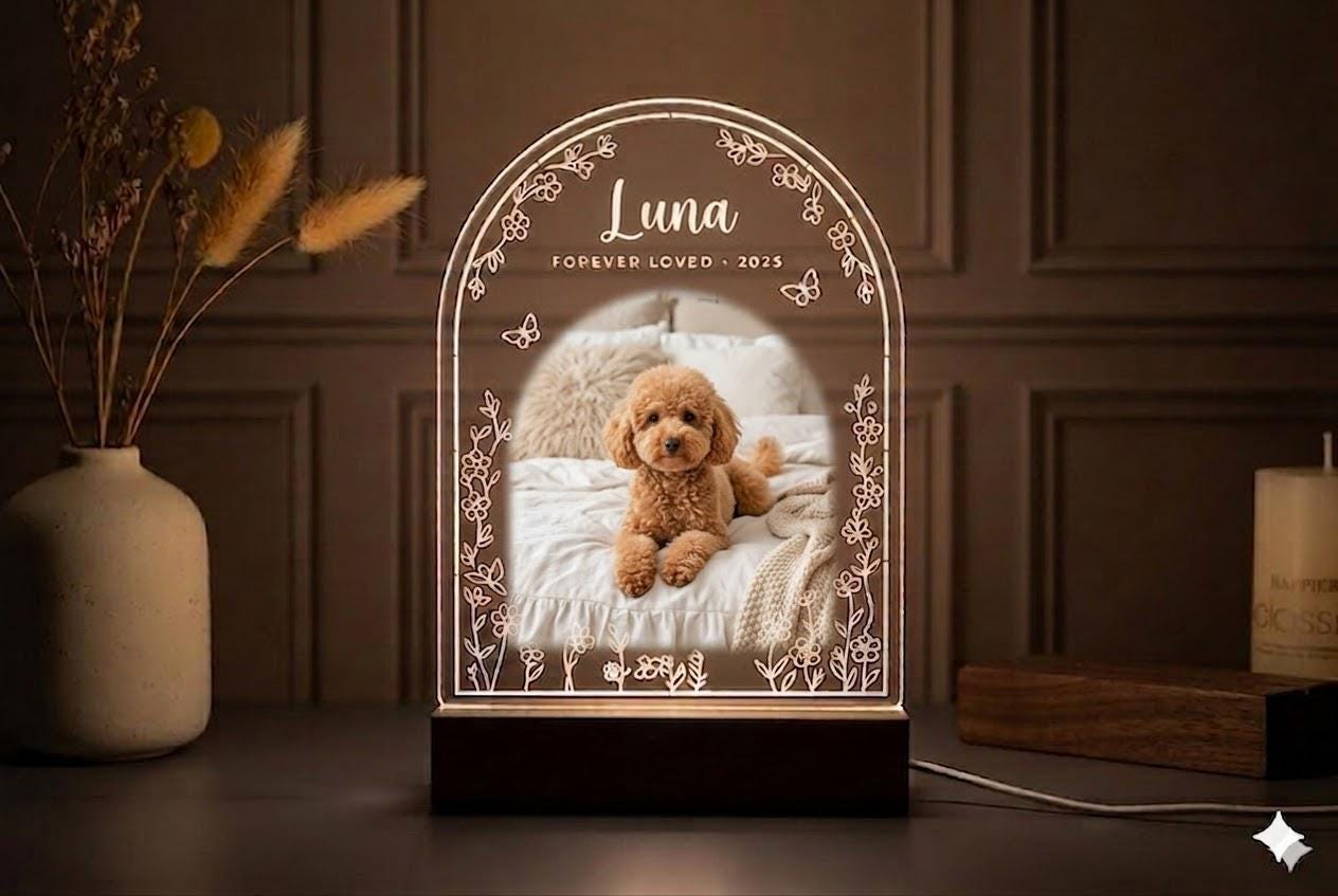 Personalized Pet Memorial LED Night Light — Custom Dog or Cat Photo Sympathy Gift,Gift for pet lover - image 6