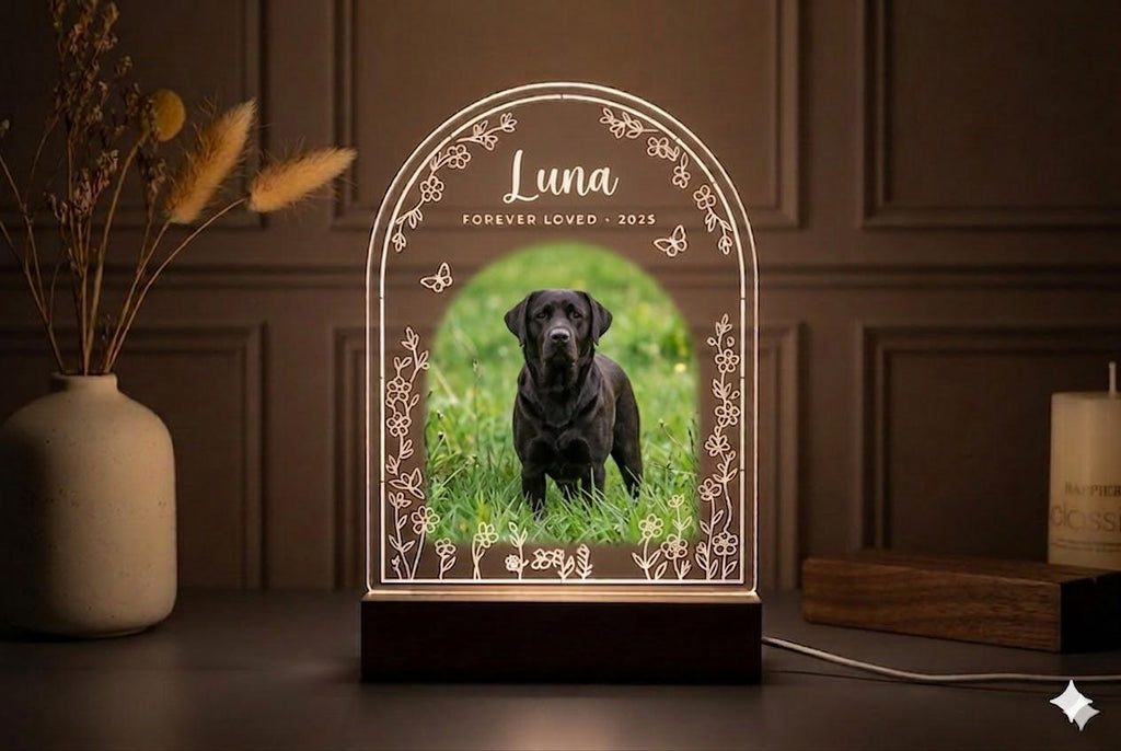 Personalized Pet Memorial LED Night Light — Custom Dog or Cat Photo Sympathy Gift,Gift for pet lover