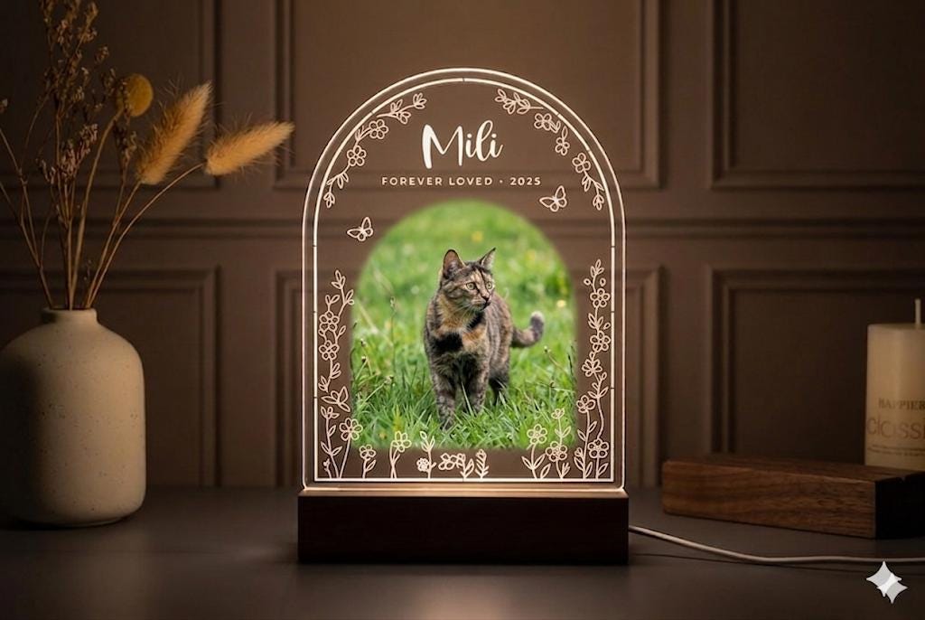 Personalized Pet Memorial LED Night Light — Custom Dog or Cat Photo Sympathy Gift,Gift for pet lover - image 2