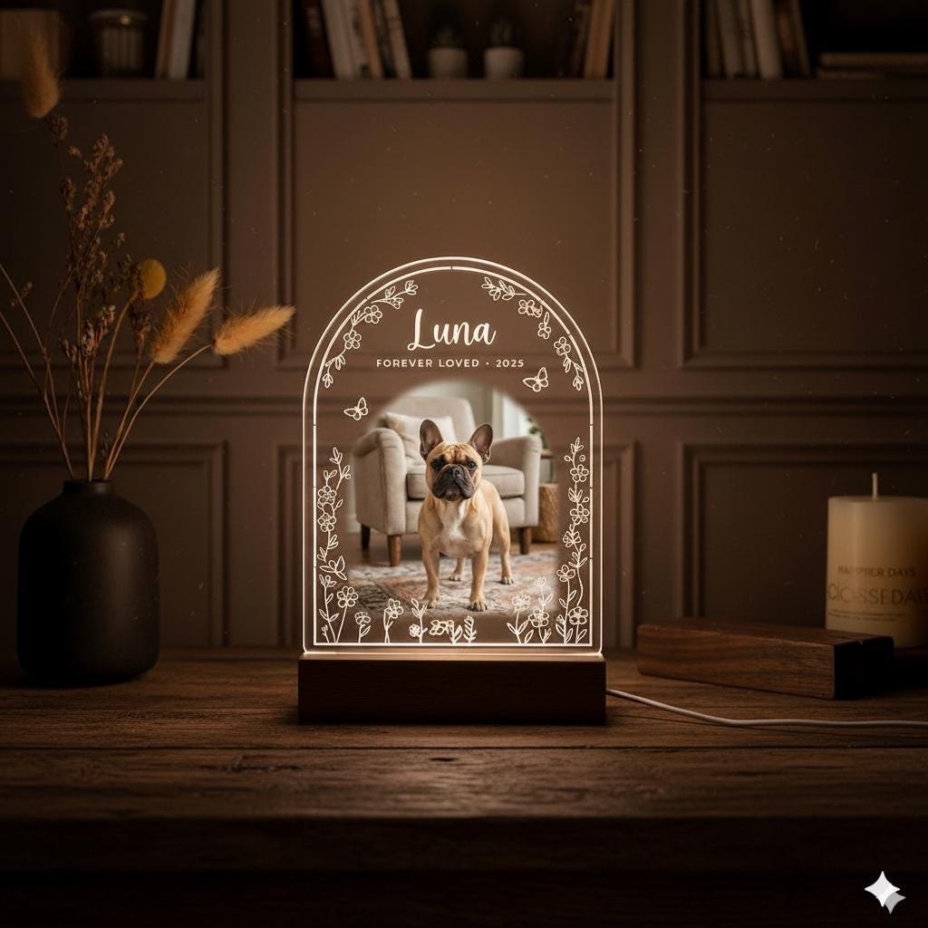 Personalized Pet Memorial LED Night Light — Custom Dog or Cat Photo Sympathy Gift,Gift for pet lover - image 3