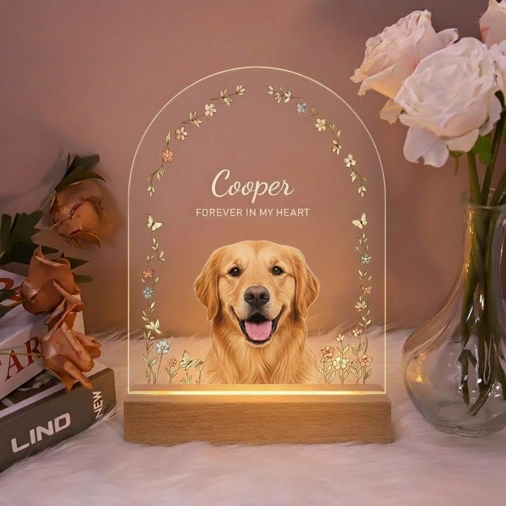 Personalized Pet Memorial LED Night Light — Custom Dog or Cat Photo Sympathy Gift, Pet Portrait - image 3