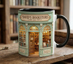 Personalized Bookstore Coffee Cup, Custom Book Lover Accent Mug, Librarian Reader Gift