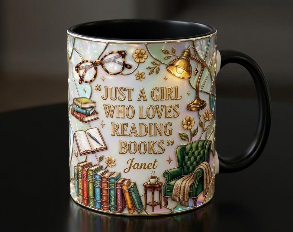 Personalized Book Reading Coffee Cup, Custom Book Lover Accent Mug, Just A Girl Who Loves Reading Books - image 3