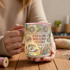 Personalized Just A Girl Who Loves Crochet Mug, Faux 3D Knitting Lover Gift Mug, Handmade With Love Coffee Cup, 2D Flat Mug - image 2