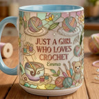 Personalized Just A Girl Who Loves Crochet Mug, Faux 3D Knitting Lover Gift Mug, Handmade With Love Coffee Cup, 2D Flat Mug - image 5