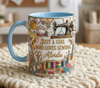 Personalized Sewing Coffee Cup, Custom Name Sewer Accent Mug, Just A Girl Who Loves Sewing Cup - image 4