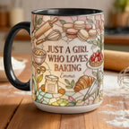 Personalized Just A Girl Who Loves Baking Faux 3D Effect Mug, Just A Girl Who Loves Baking Mug, Baking Tools Design, 2D Flat Mug - image 4