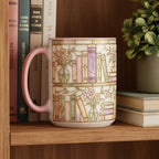 Personalized Bookish Faux Stained Glass Style Mug, Ceramic Mug Book Lover gift, 2D Flat Mug - image 2