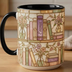 Personalized Bookish Faux Stained Glass Style Mug, Ceramic Mug Book Lover gift, 2D Flat Mug - image 6