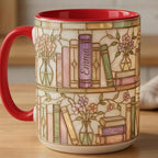 Personalized Bookish Faux Stained Glass Style Mug, Ceramic Mug Book Lover gift, 2D Flat Mug - image 7
