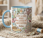 Personalized Sewing Coffee Cup, Custom 3D-Effect Craft Tools Accent Mug, Just A Girl Who Loves Crocheting - image 4