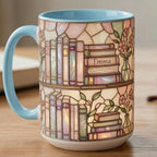 Custom Name Bookish Faux Stained Glass Style Mug, Ceramic Mug Book Lover gift, 2D Flat Mug - image 6