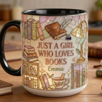 Personalized Just A Girl Who Loves Reading Faux Stained Glass Style Mug, Ceramic Mug Book Lover gift, 2D Flat Mug - image 2