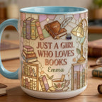Personalized Just A Girl Who Loves Reading Faux Stained Glass Style Mug, Ceramic Mug Book Lover gift, 2D Flat Mug - image 3