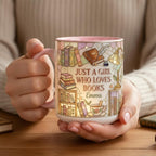 Personalized Just A Girl Who Loves Reading Faux Stained Glass Style Mug, Ceramic Mug Book Lover gift, 2D Flat Mug - image 5